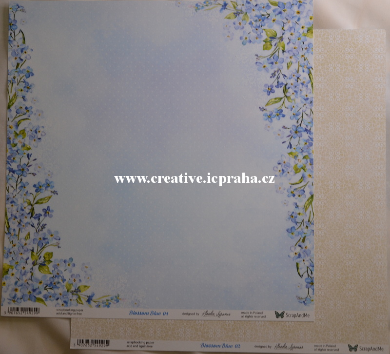 ScrapAndMe Květy Modré 30.5x30.5cm 250g/m2